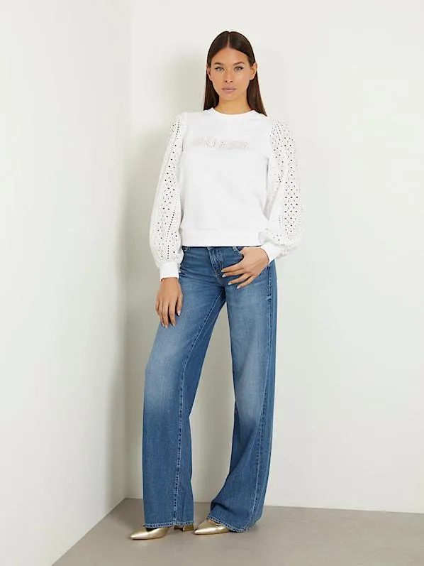 Sweatshirt mit lochstickerei