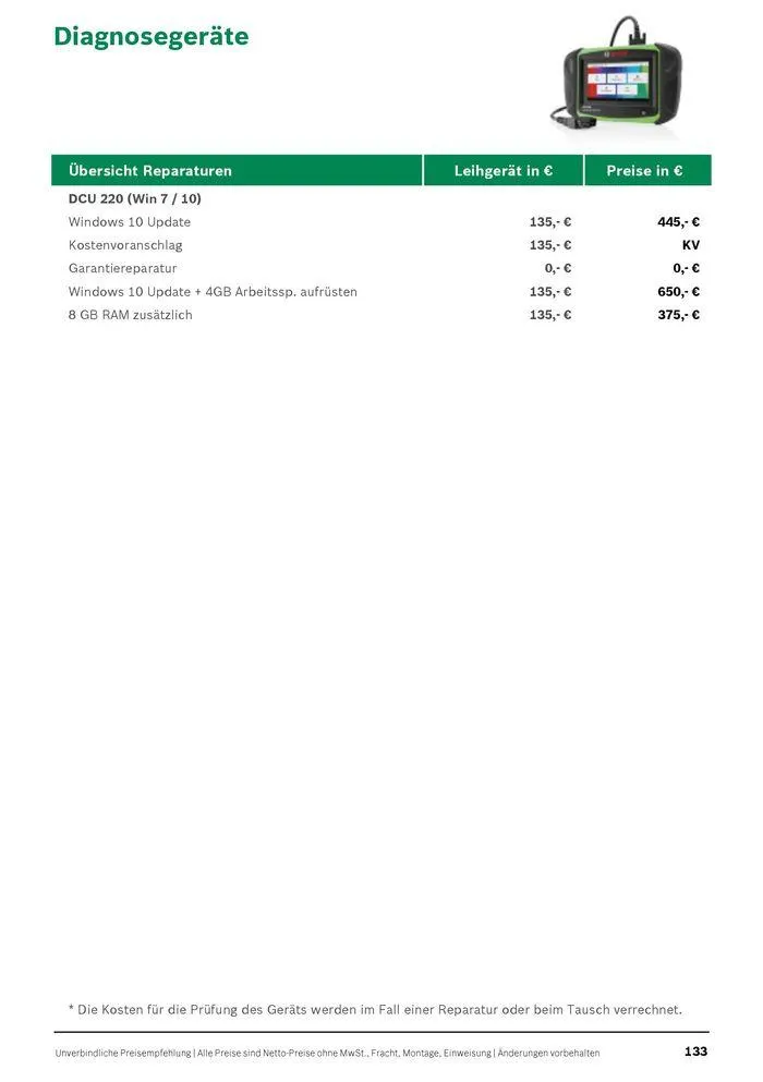 Werkstattausrüstung von Bosch von 21. Mai bis 31. Dezember 2024 - Flugblätt seite 133