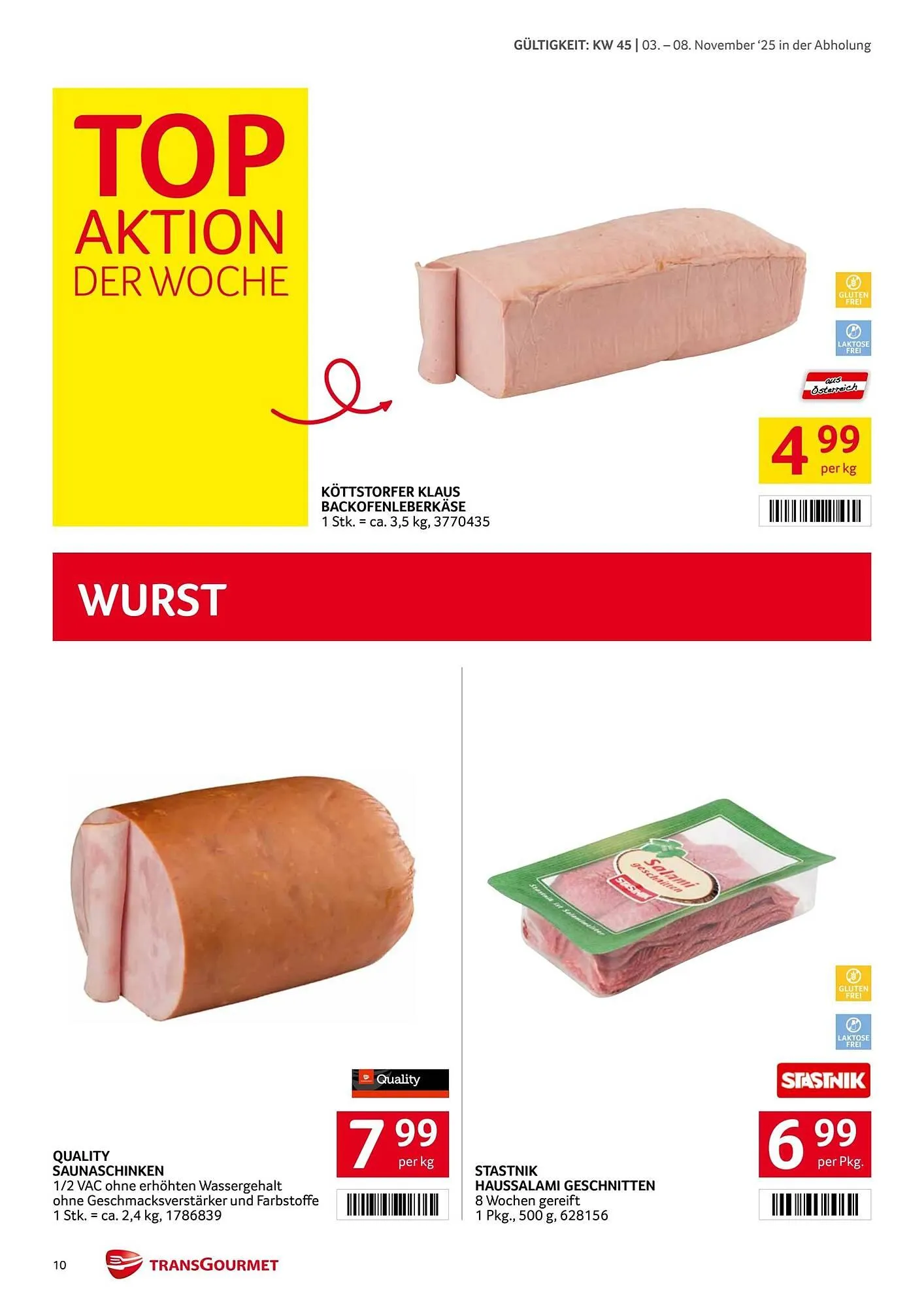 Transgourmet Flugblatt von 3. November bis 9. November 2025 - Flugblätt seite  10