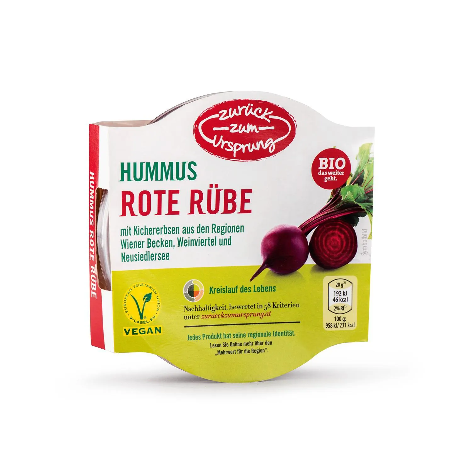 ZURÜCK ZUM URSPRUNG BIO-Hummusaufstrich, Rote Rübe