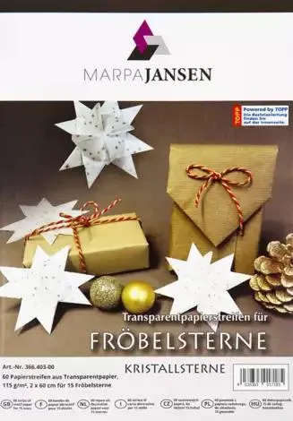 Transparentpapierstreifen-Set Fröbelsterne "Kristallsterne", 60 Streifen