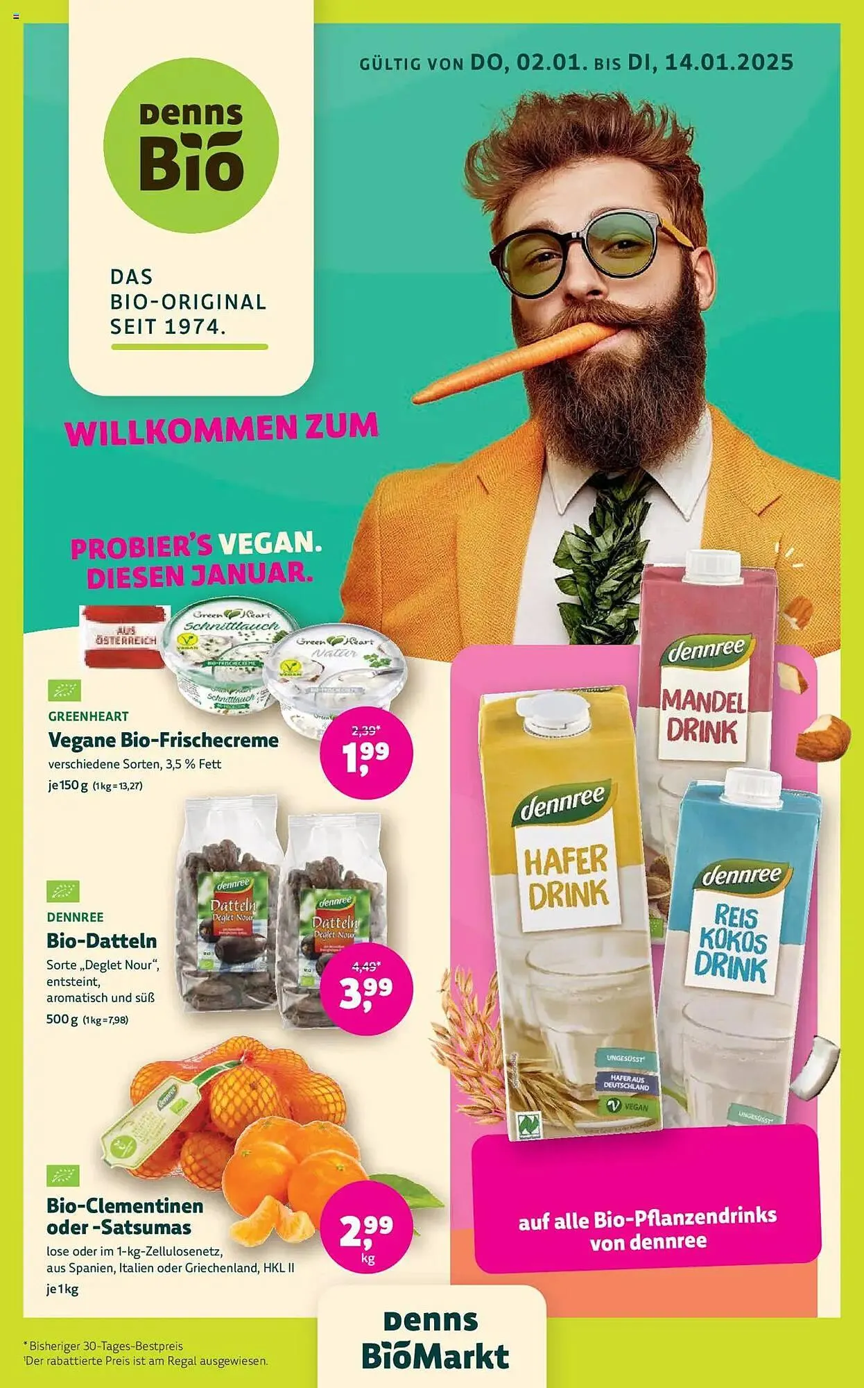 Denn's Biomarkt Flugblatt von 2. Jänner bis 14. Jänner 2025 - Flugblätt seite 1