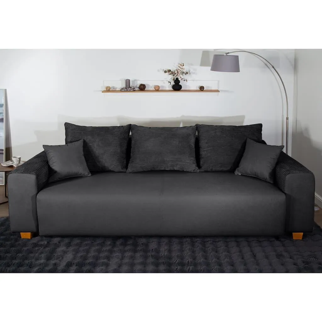 COLLECTION AB Schlafsofa »Yves, B: 243 cm, Liegefl. 142x194 cm« Bettfunktion, Bettkasten & 2 Zierkissen, Federkern