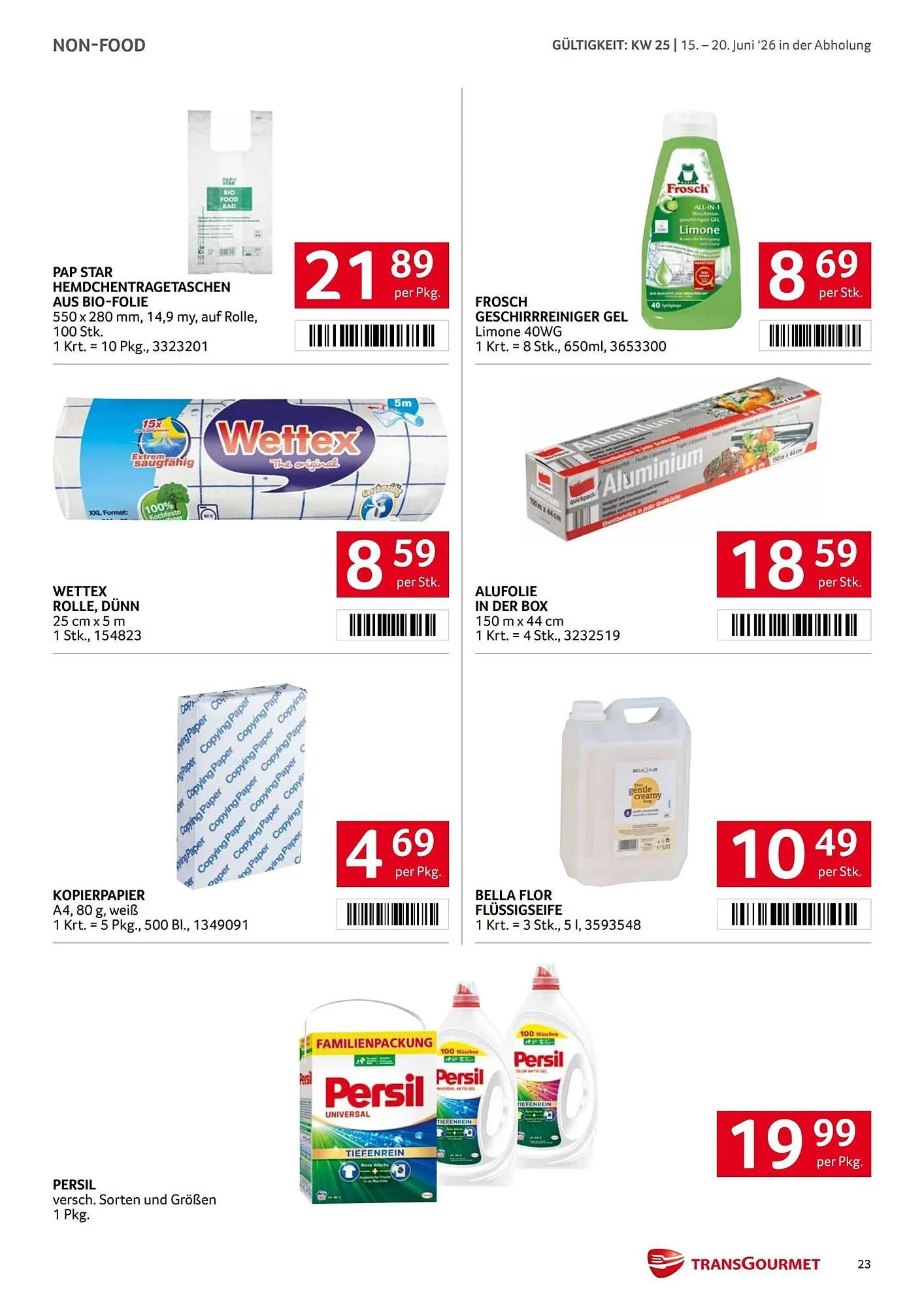 Transgourmet Flugblatt von 15. Juni bis 20. Juni 2026 - Flugblätt seite 23