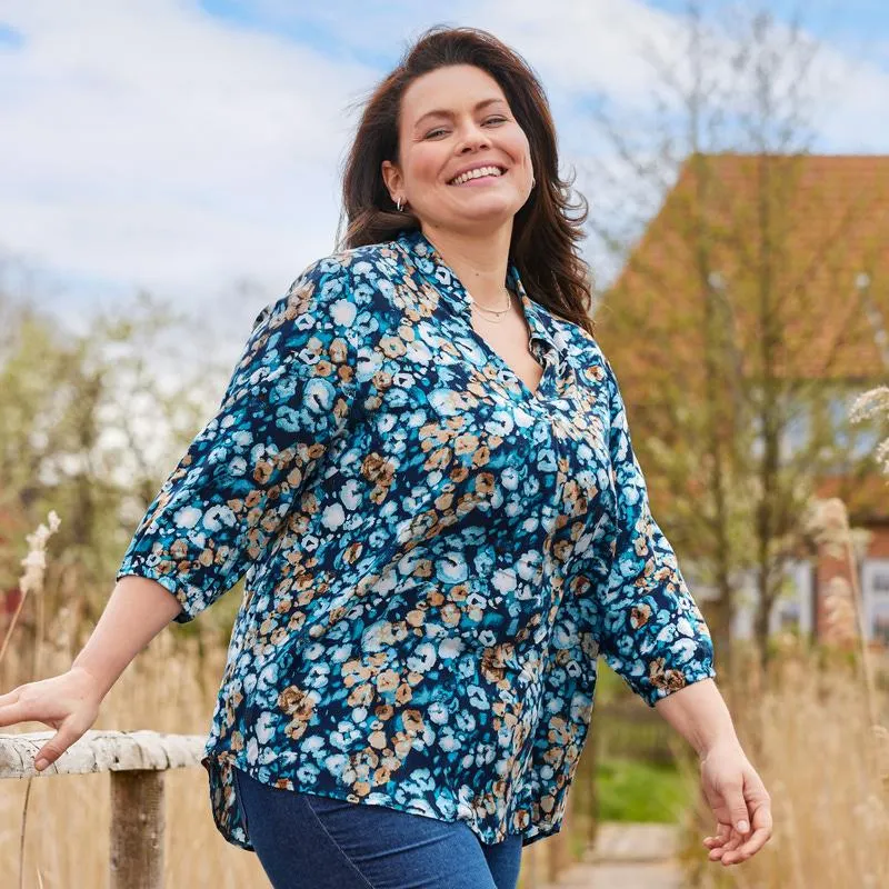 Damen-Bluse mit Blumenmuster, große Größen