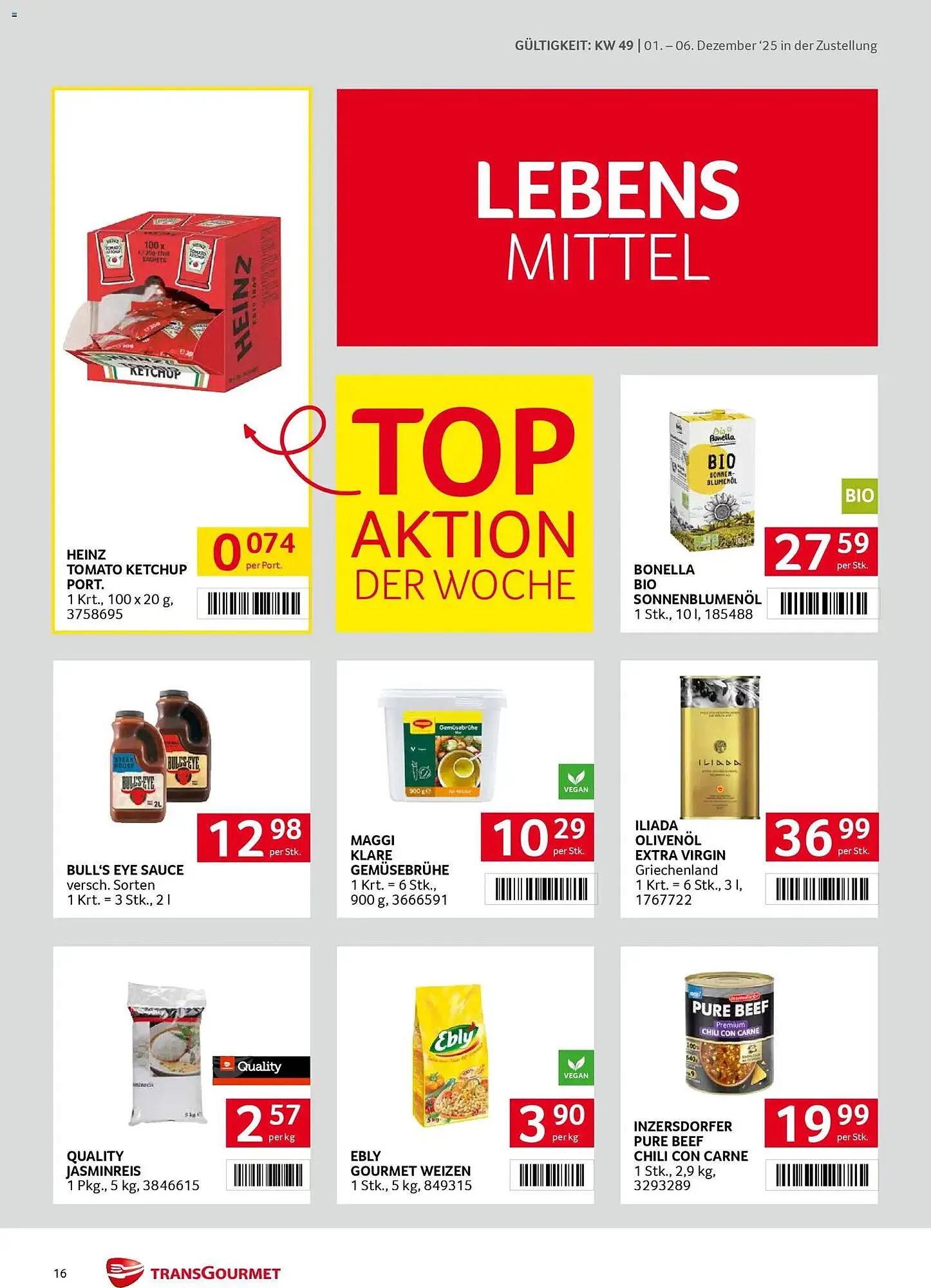 Transgourmet Flugblatt von 1. Dezember bis 6. Dezember 2025 - Flugblätt seite  16