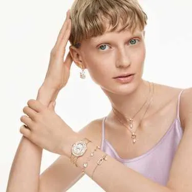 Constella Armband Kristallperle, Rundschliff, Weiß, Roségold-Legierungsschicht