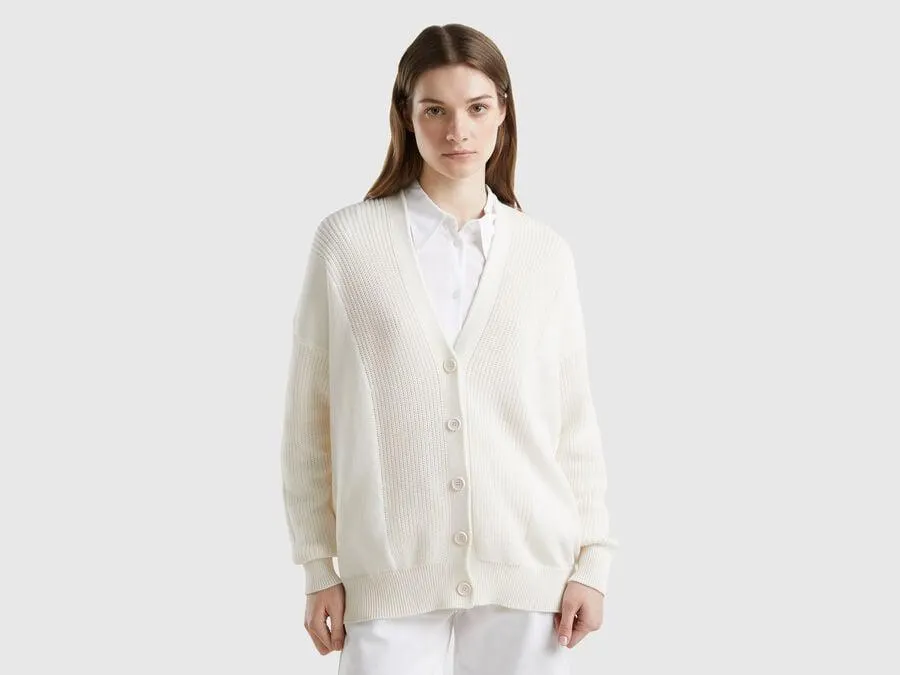 Cardigan 100% Baumwolle in Sahneweiß