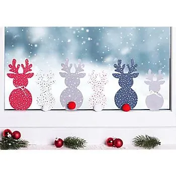 buttinette Bastel-Set Fensterbilder "Rentiere", 12 Stück