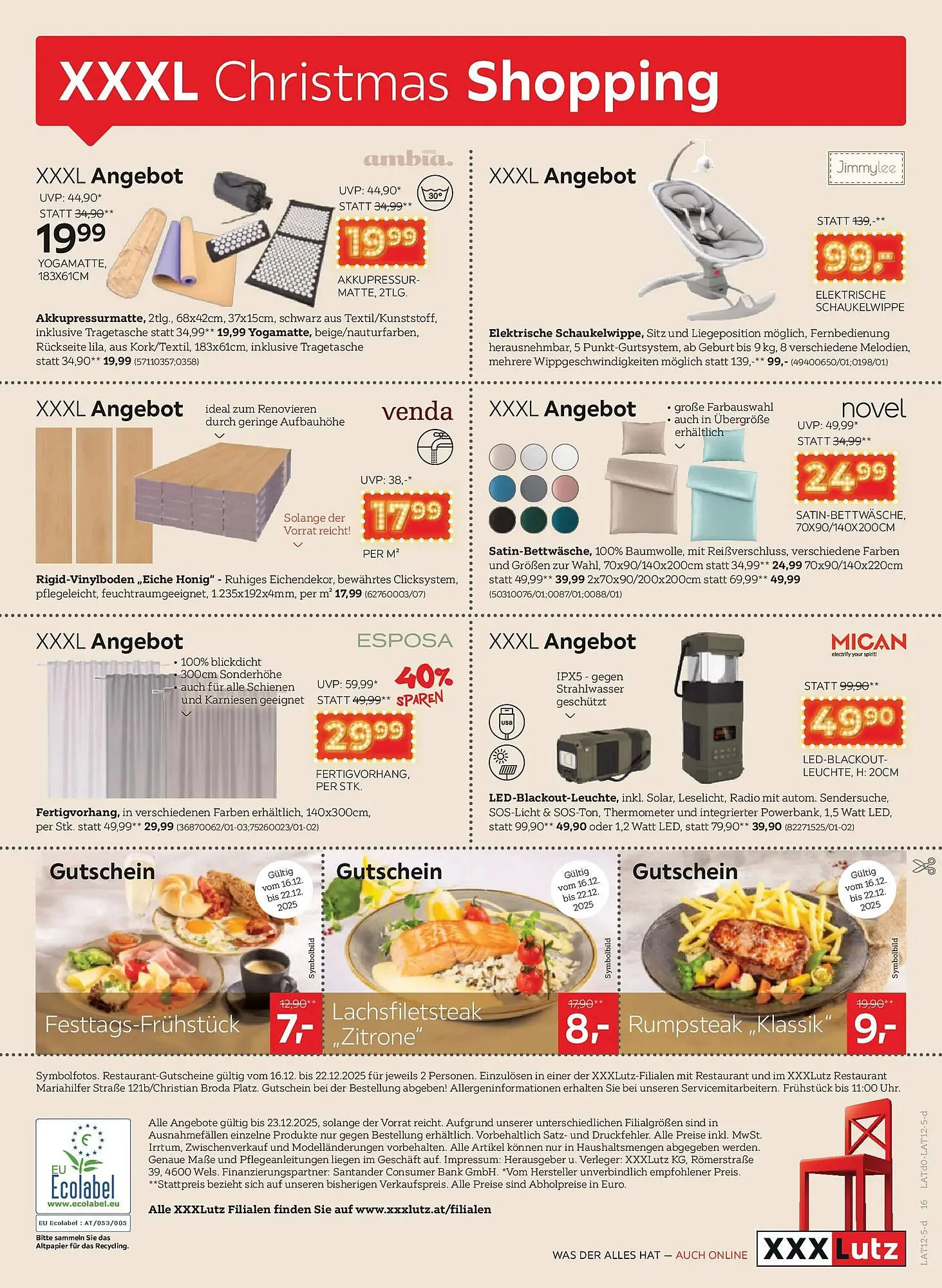 XXXLutz Prospekt von 16. Dezember bis 24. Dezember 2025 - Flugblätt seite  16