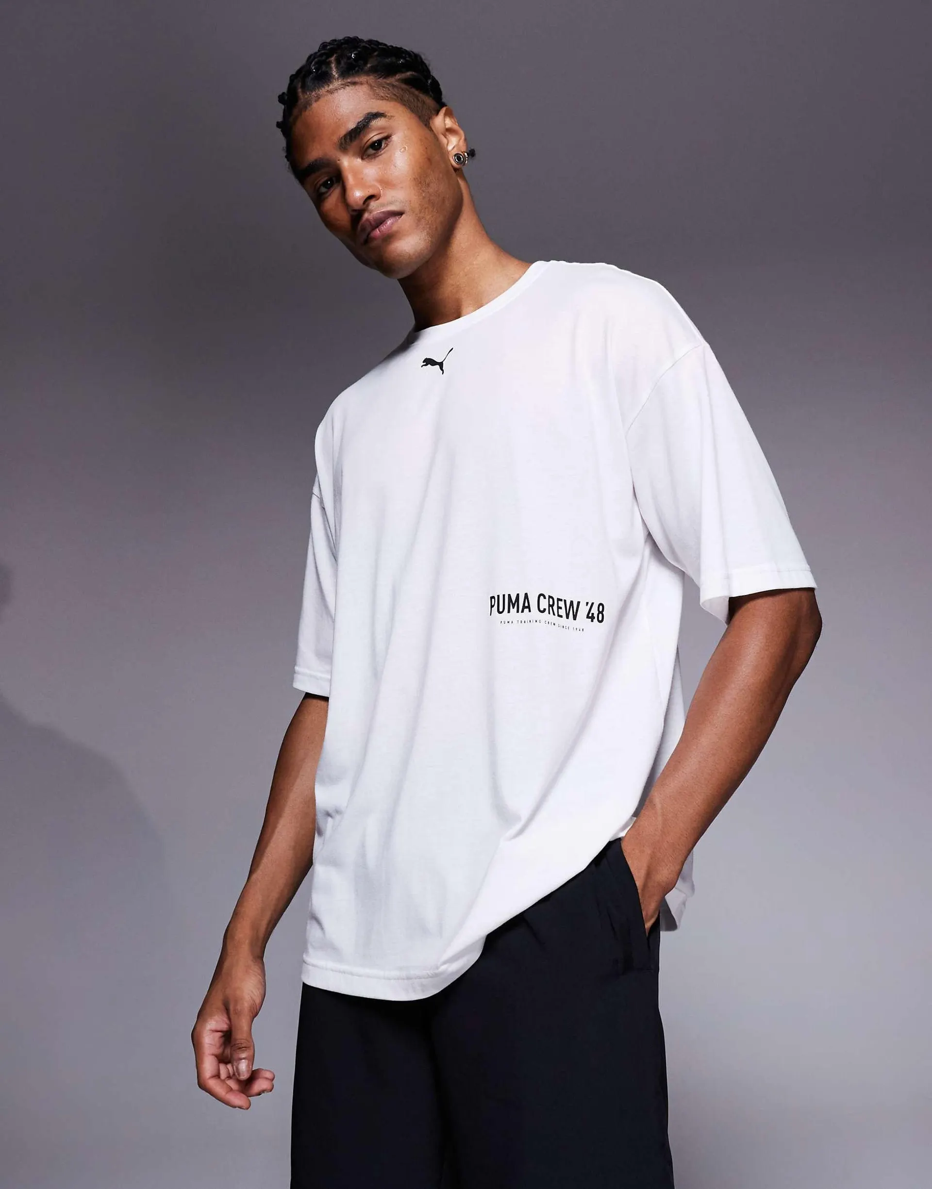 PUMA Graphic oversized training t-shirt in white