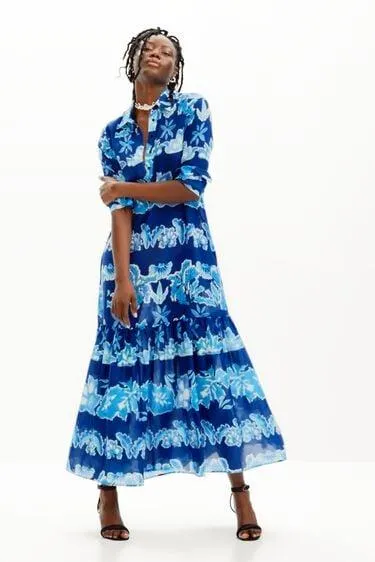 Maxi-Hemdkleid Blätter Stella Jean