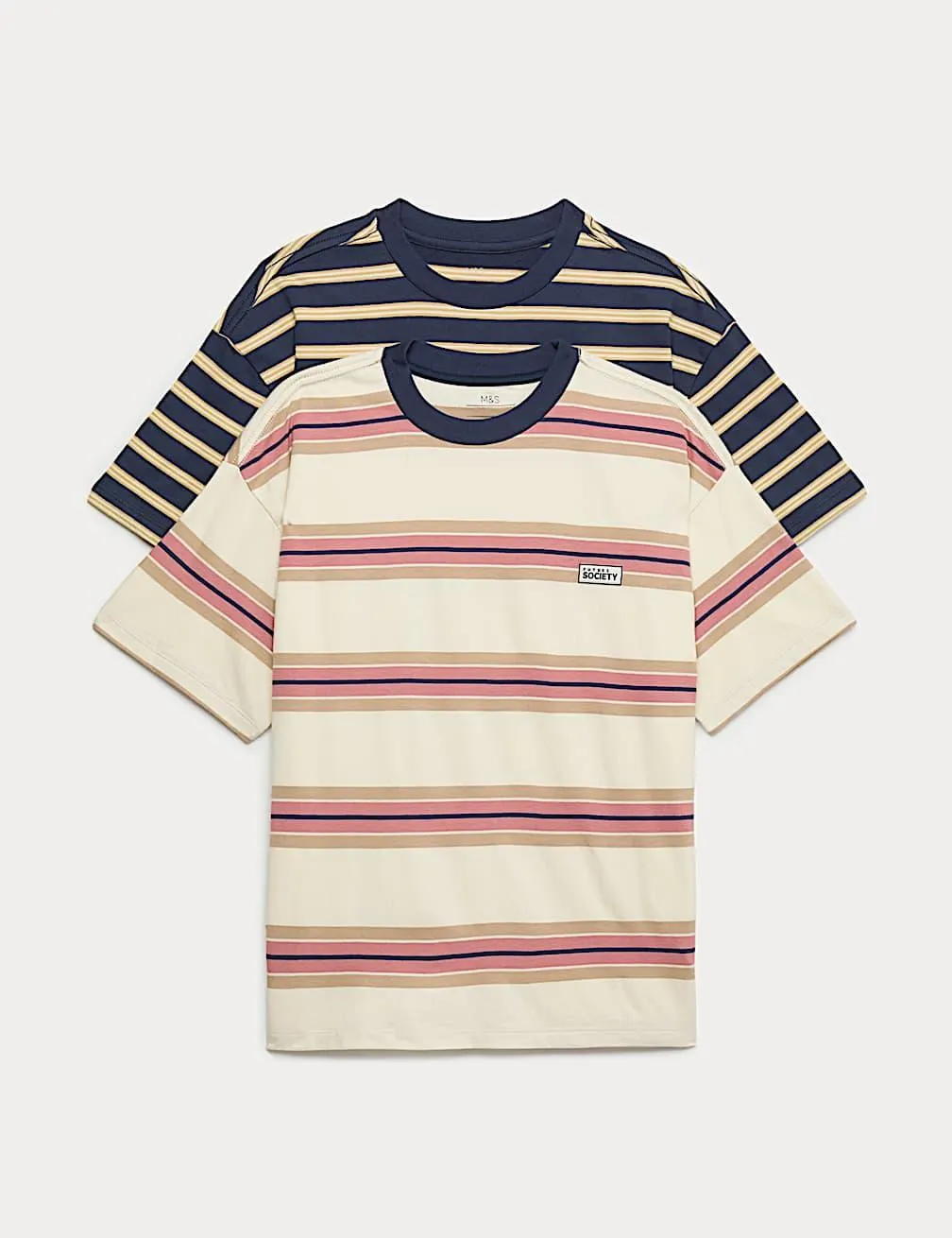 2er-Pack gestreifte T-Shirts aus reiner Baumwolle (6–16 J.)