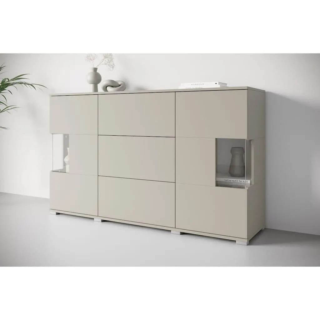 OTTO home Sideboard »Kenia« 1 Stk. tlg. Sideboard mit 3 Schubladen, 6 Fächern, Glastüren, Breite 150 cm