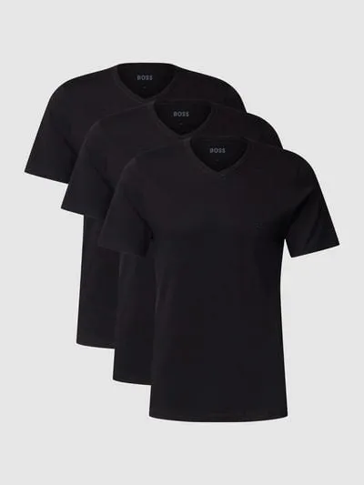 T-Shirt mit V-Ausschnitt im 3er-Pack Modell 'Classic' in black