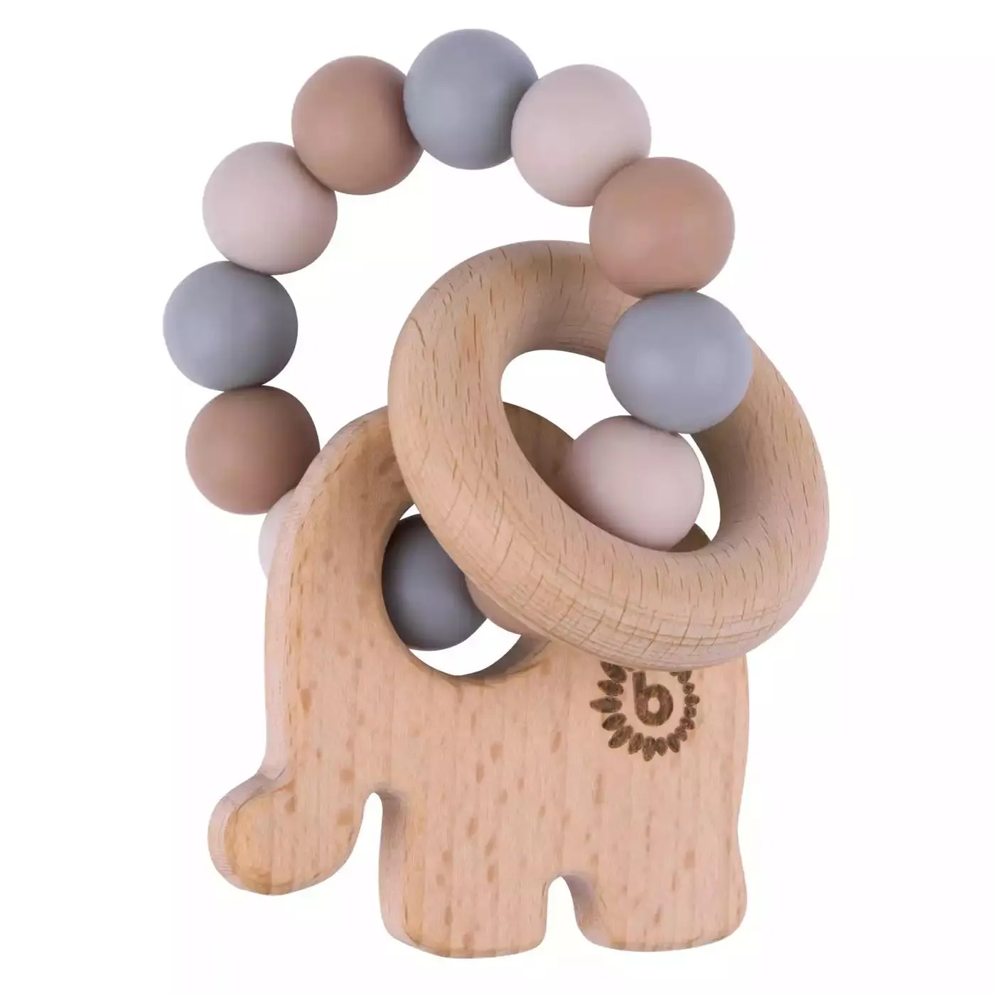 Beißring mit Silikonkette Elefant