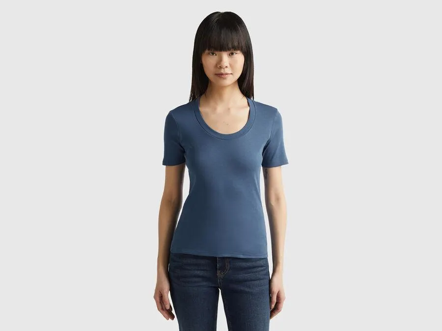 Kurzärmeliges T-Shirt aus Langfaser-Baumwolle