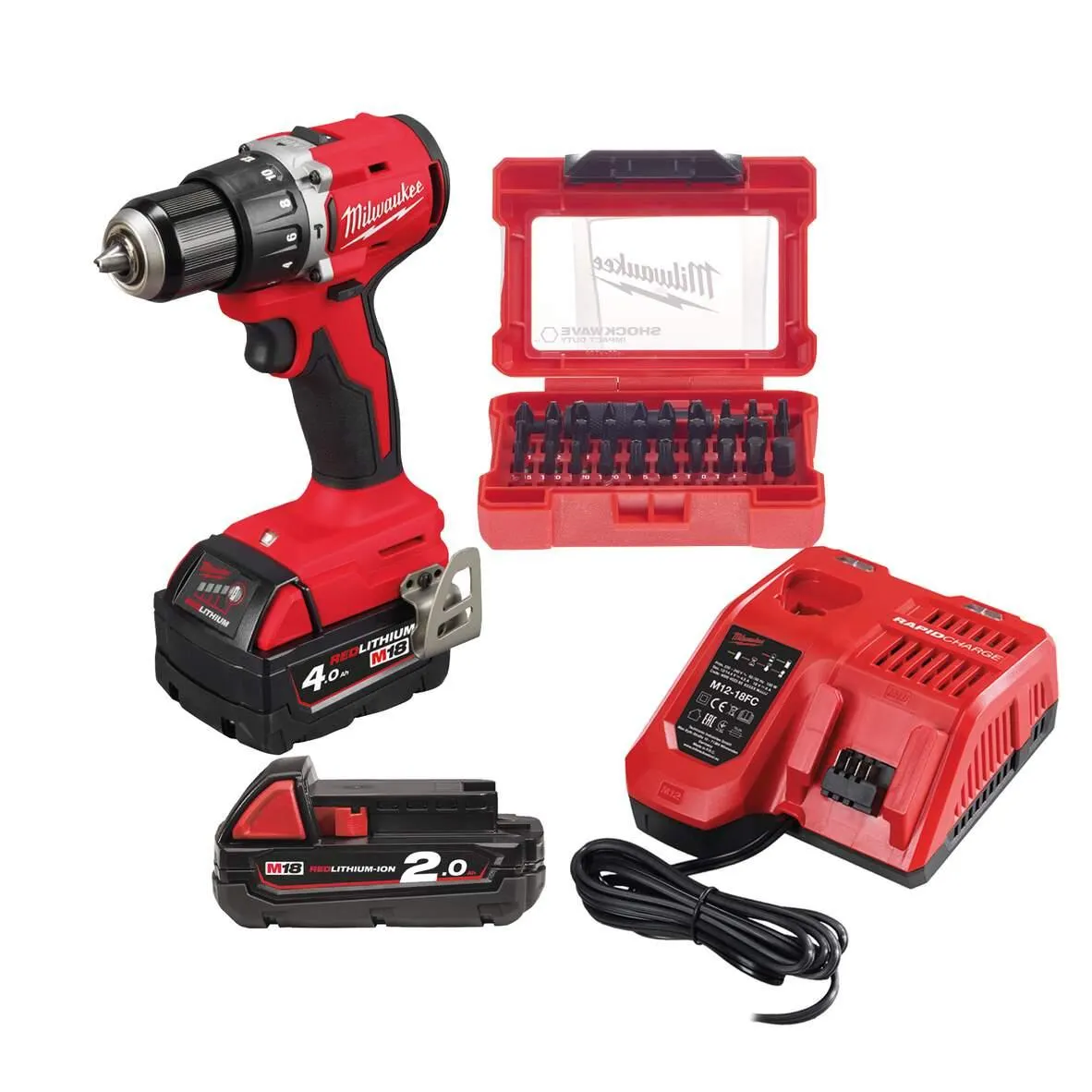 Akku-Schlagbohrschrauber-Set M18BLPDRC-422C+Bit Set 32tlg.