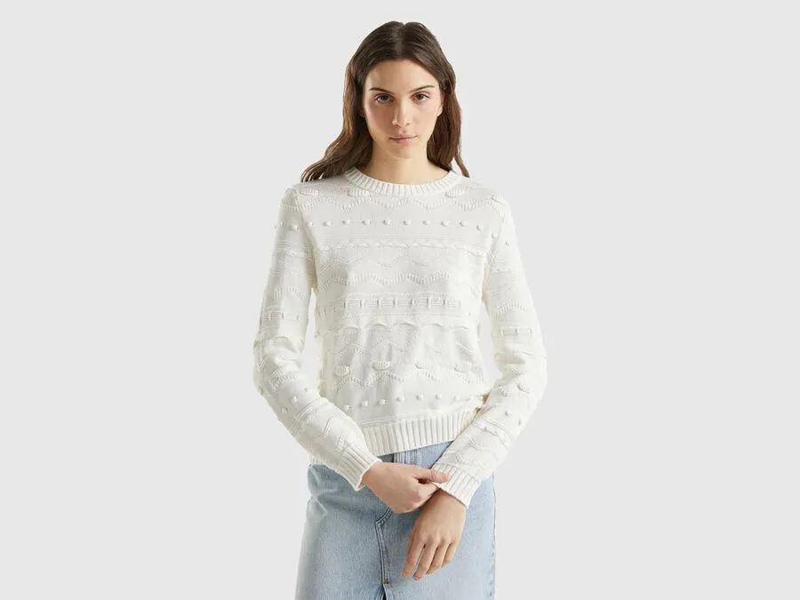 Jersey labrado blanco crema