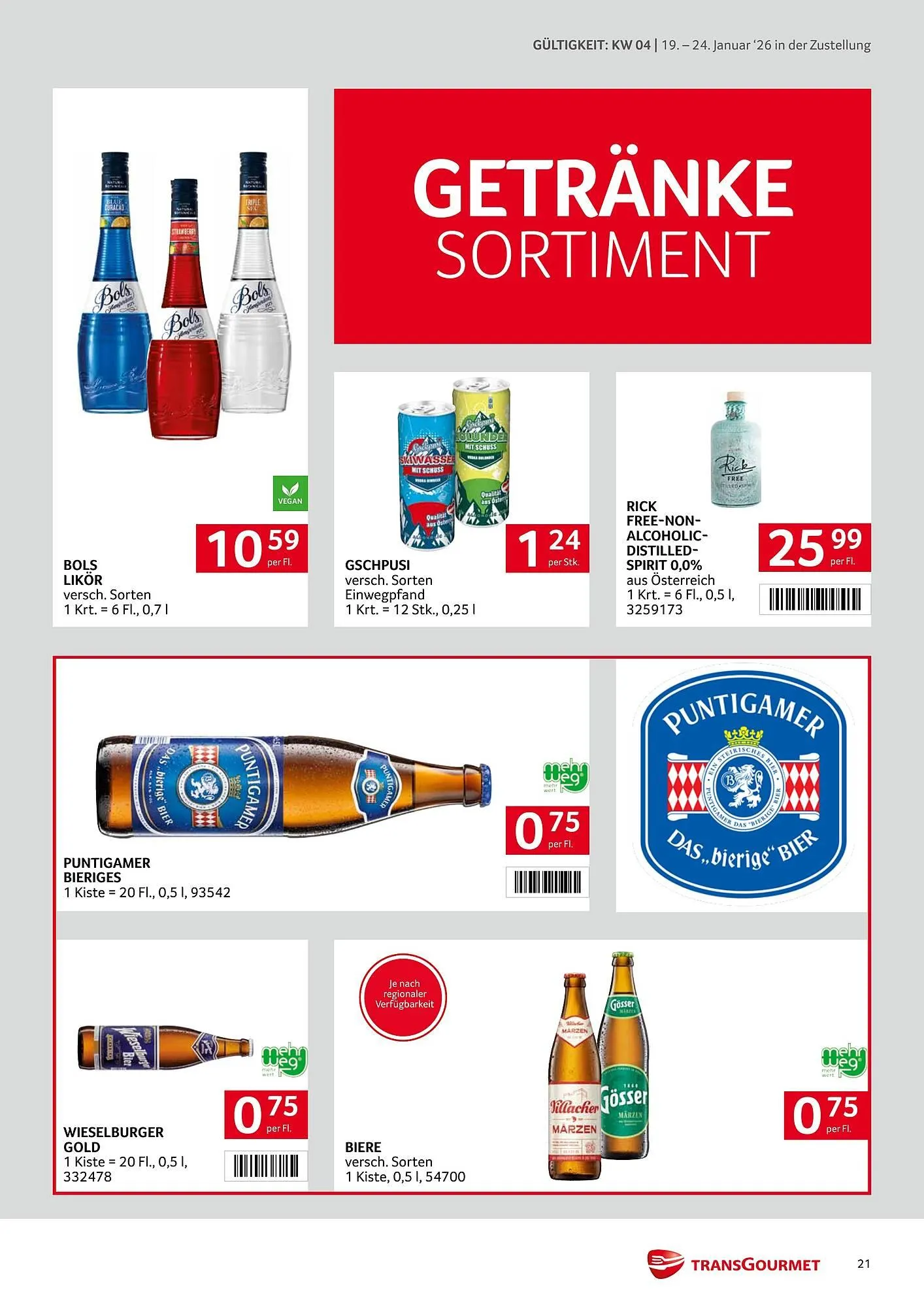 Transgourmet Flugblatt von 19. Jänner bis 24. Jänner 2026 - Flugblätt seite  21