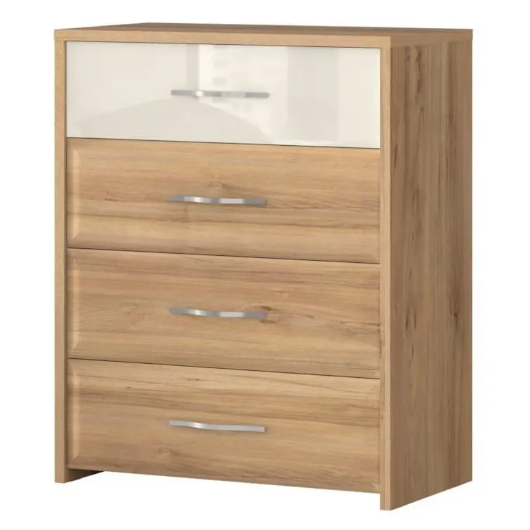 Steiner Shopping Kommode Gataivai 10, Farbe: Beige Hochglanz / Walnuss - 105 x 86 x 46 cm (H