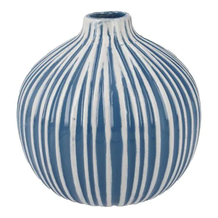 Vase Muster, Rillen/blau, 12 cm