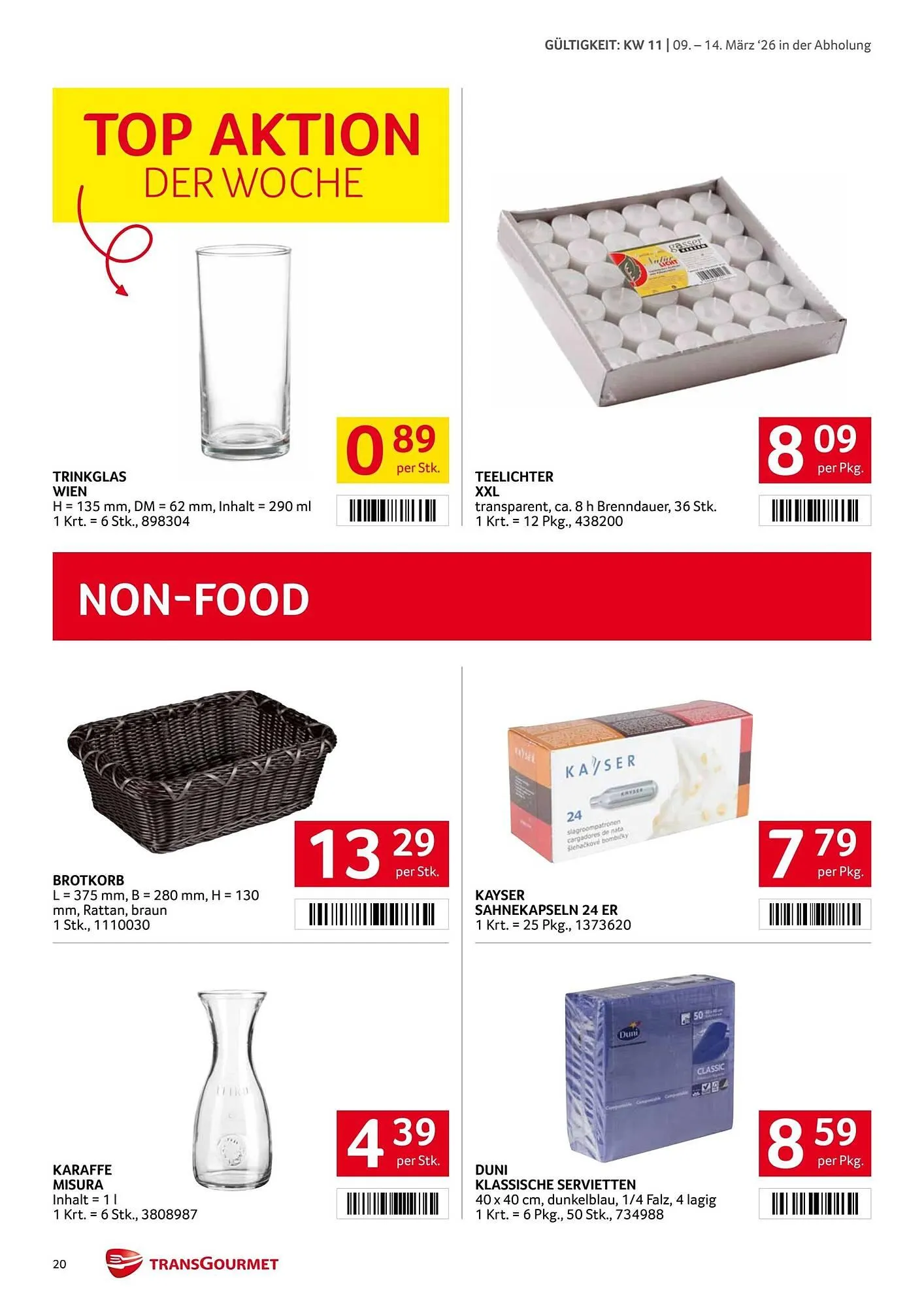 Transgourmet Flugblatt von 9. März bis 14. März 2026 - Flugblätt seite  20