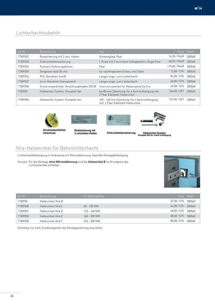 Betonlistschächte Preisliste 2024 von 5. Juni bis 31. Dezember 2024 - Flugblätt seite 36