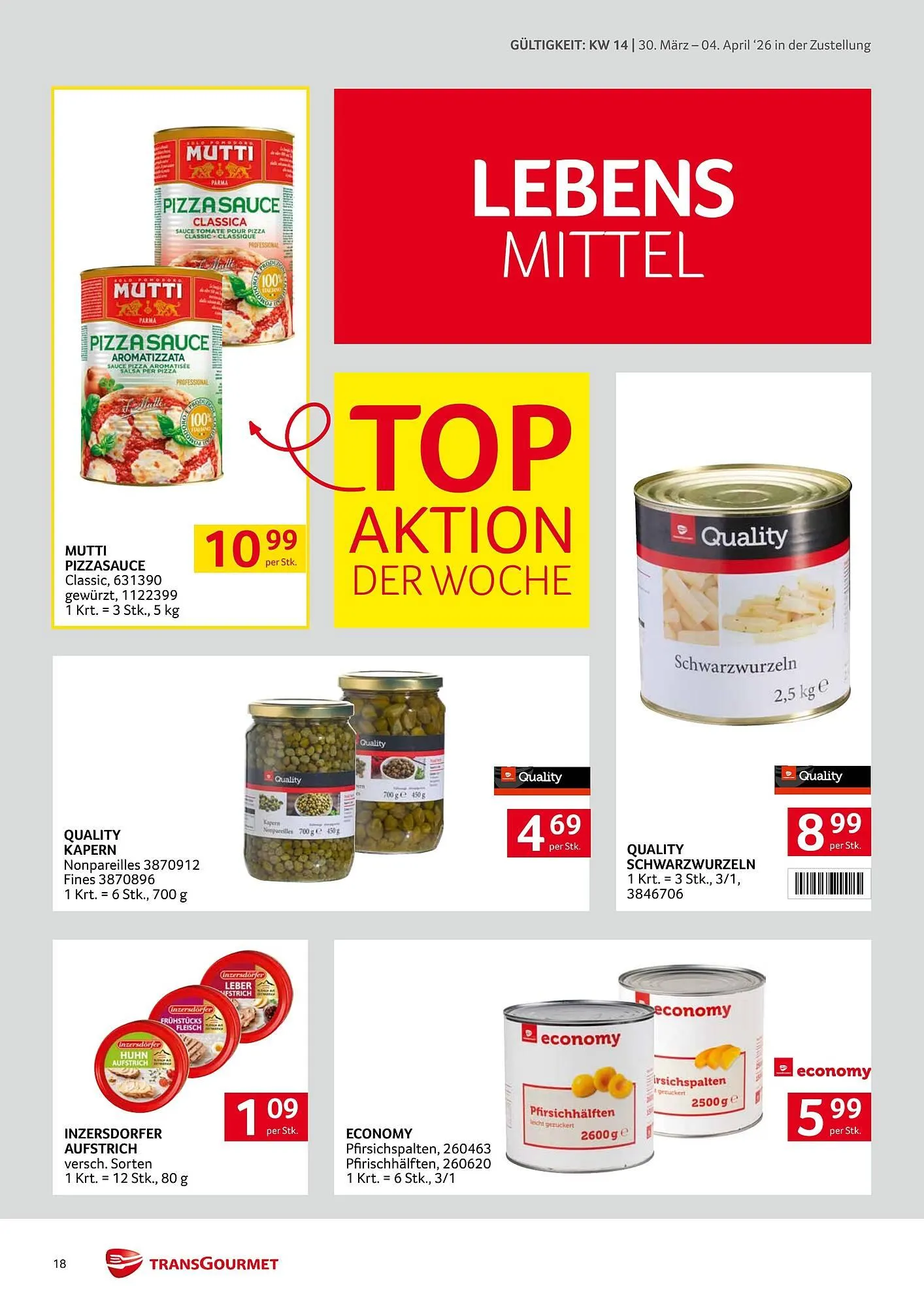 Transgourmet Flugblatt von 30. März bis 4. April 2026 - Flugblätt seite 18