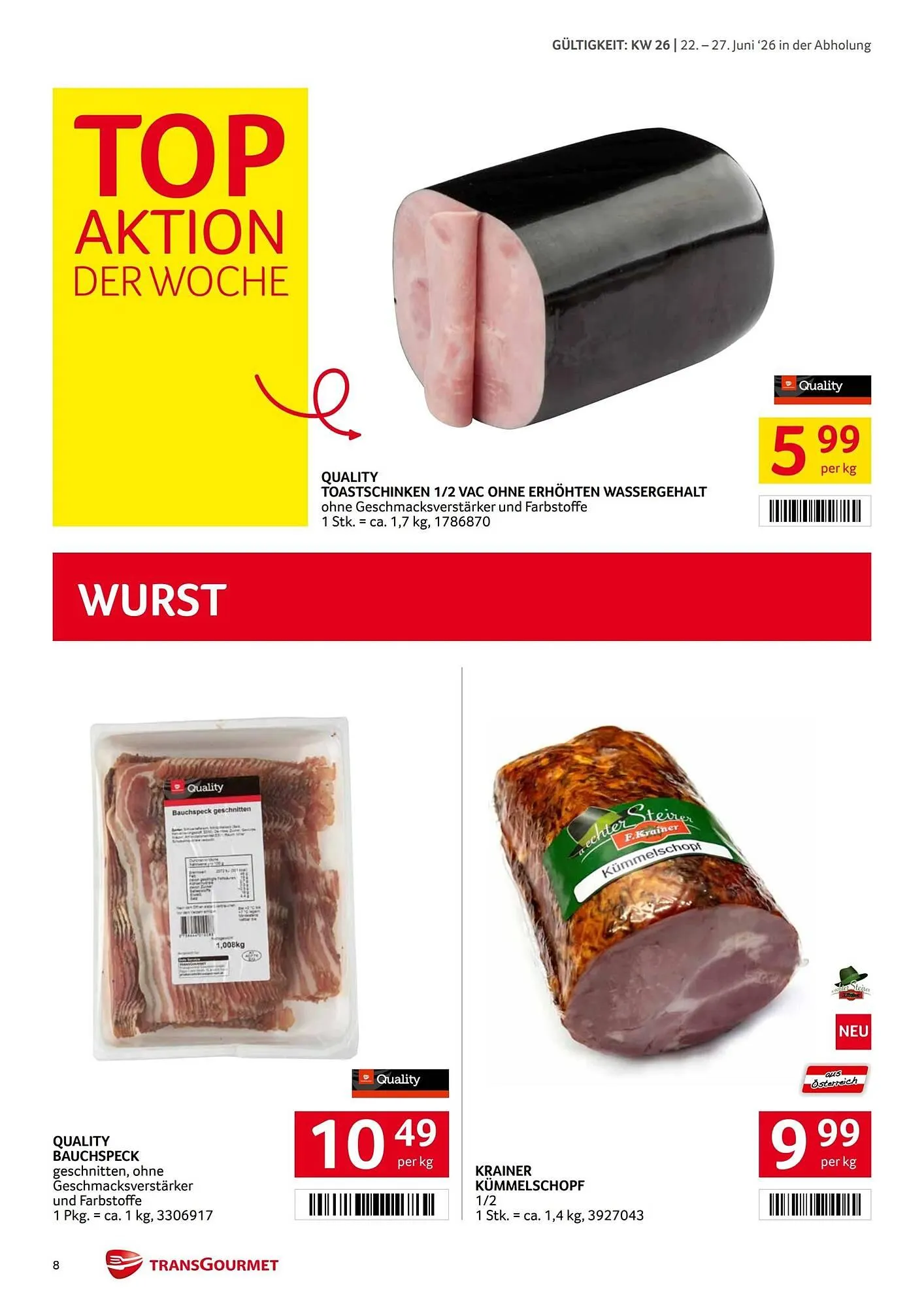 Transgourmet Flugblatt von 22. Juni bis 27. Juni 2026 - Flugblätt seite 8