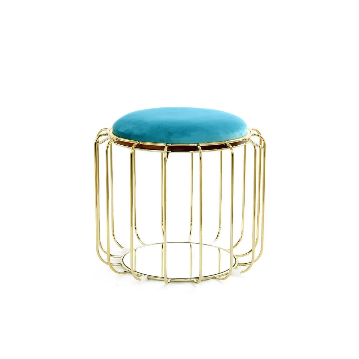 Beistelltisch/Pouf Comfortable 110 türkis/gold