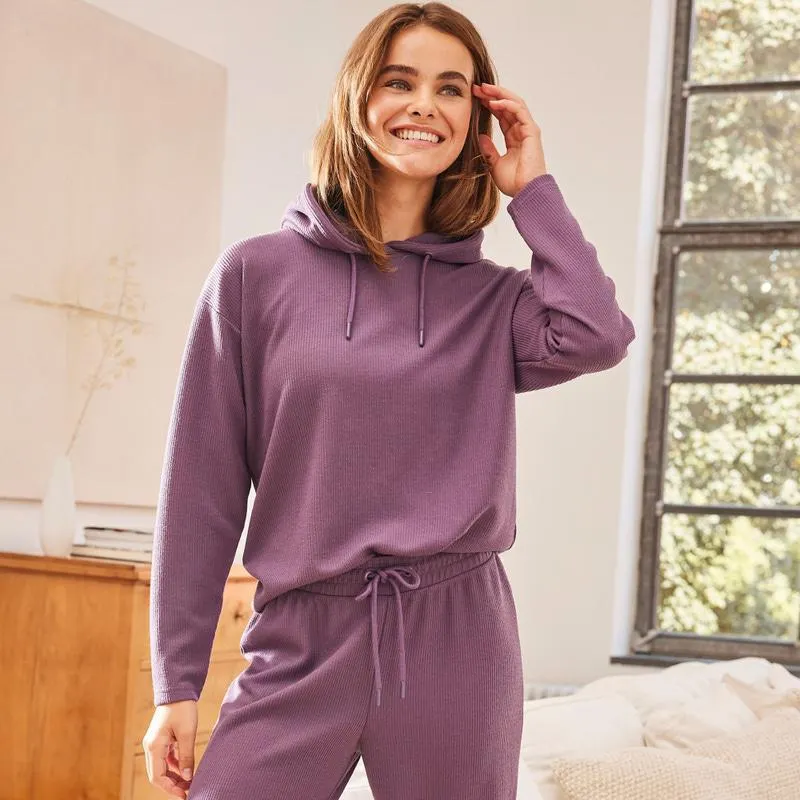 Damen-Homewear-Sweatshirt mit Rippen-Struktur