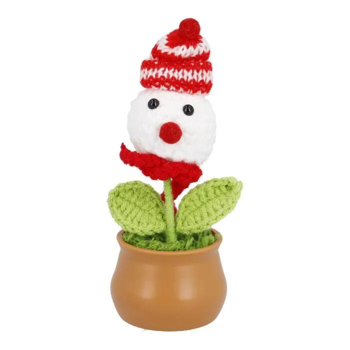 Häkel-Figur im Topf, Xmas/Schneemann, 14 cm