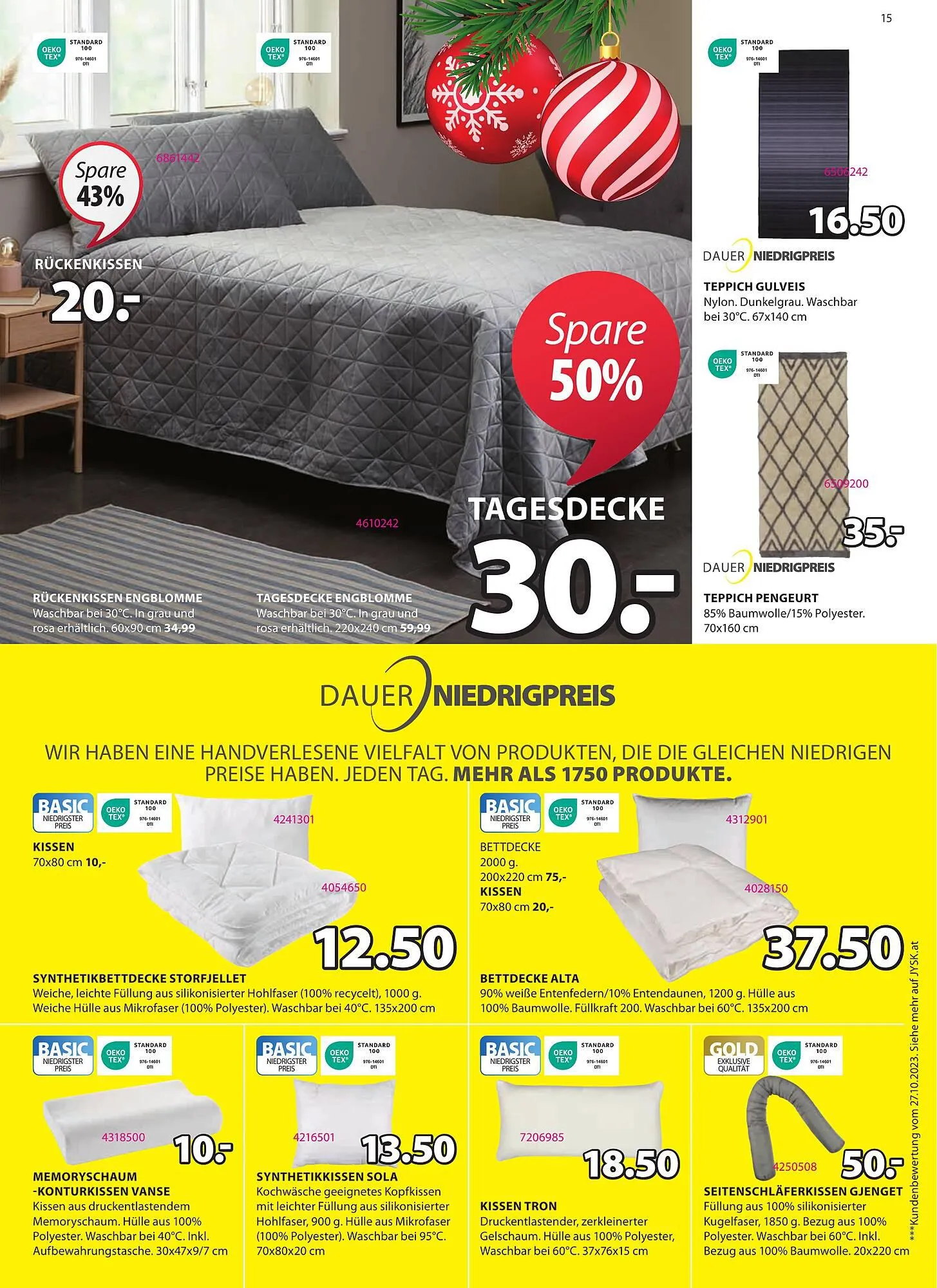 JYSK Flugblatt von 29. November bis 2. Jänner 2024 - Flugblätt seite 15