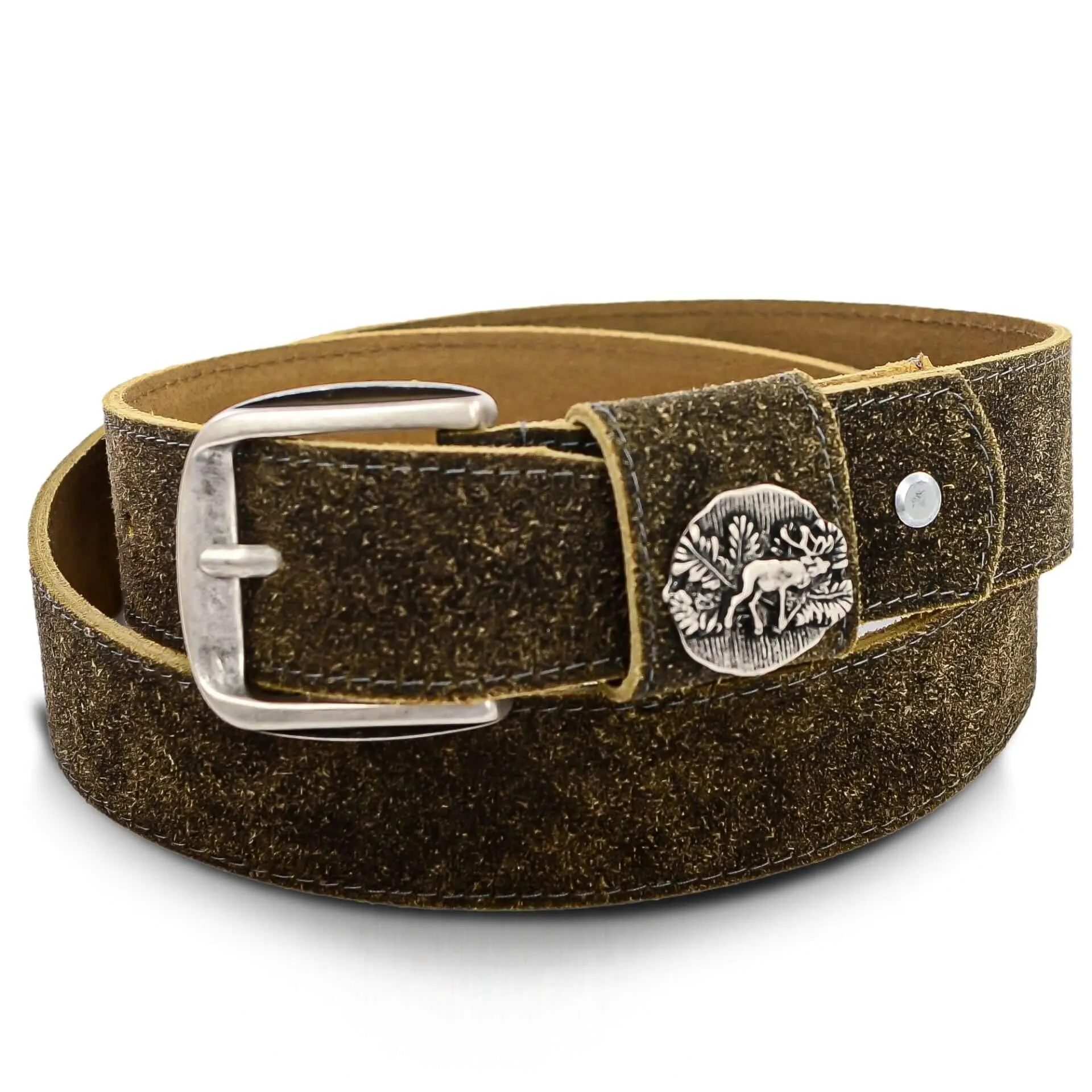 Ledergürtel "Hirsch", Hellbraun