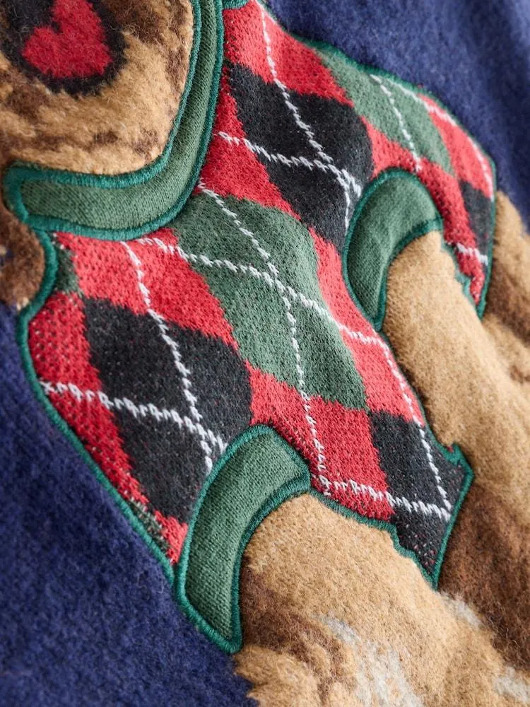 Marineblau/blau - Weihnachtspullover mit Hundemotiv, Familienkollektion