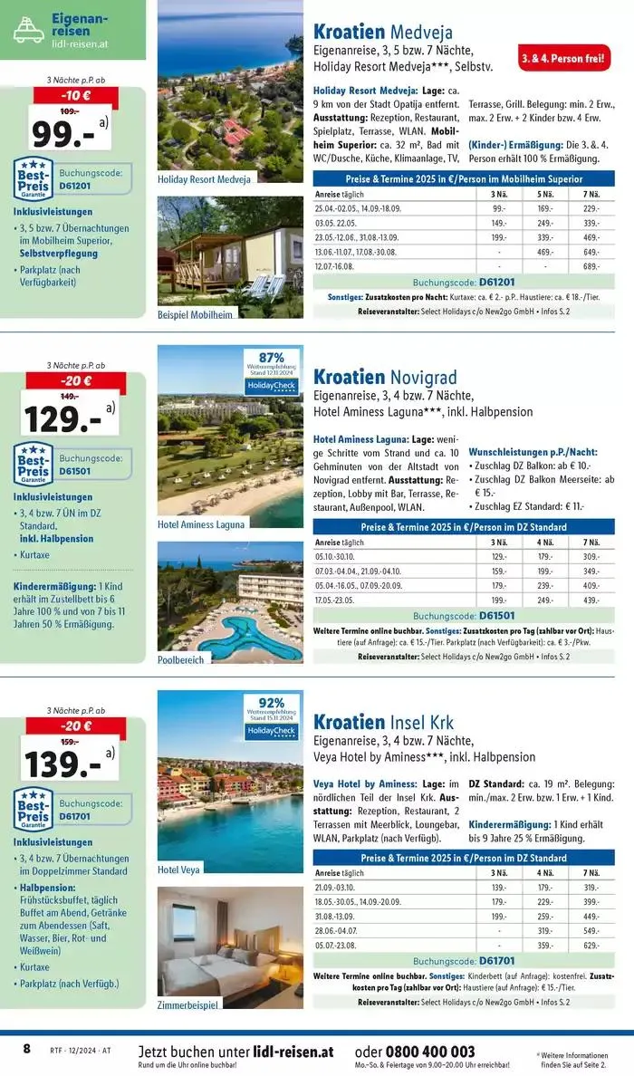 Aktuelle Reiseprospekte Themenprospekt Dezember von 13. Dezember bis 15. Jänner 2025 - Flugblätt seite 8