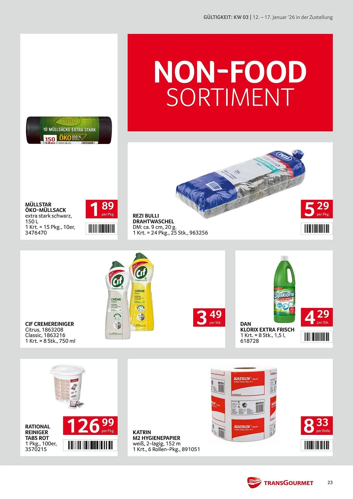 Transgourmet Flugblatt von 12. Jänner bis 17. Jänner 2026 - Flugblätt seite 23