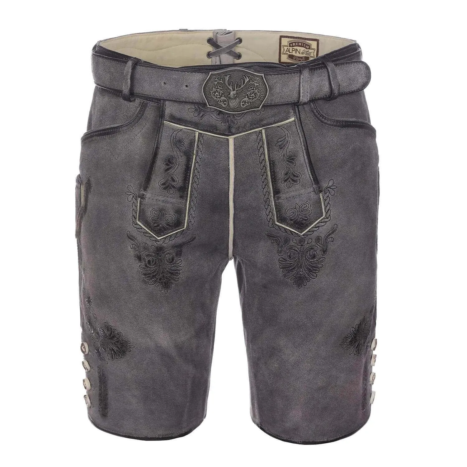 Herren Lederhose "Volker", Grau