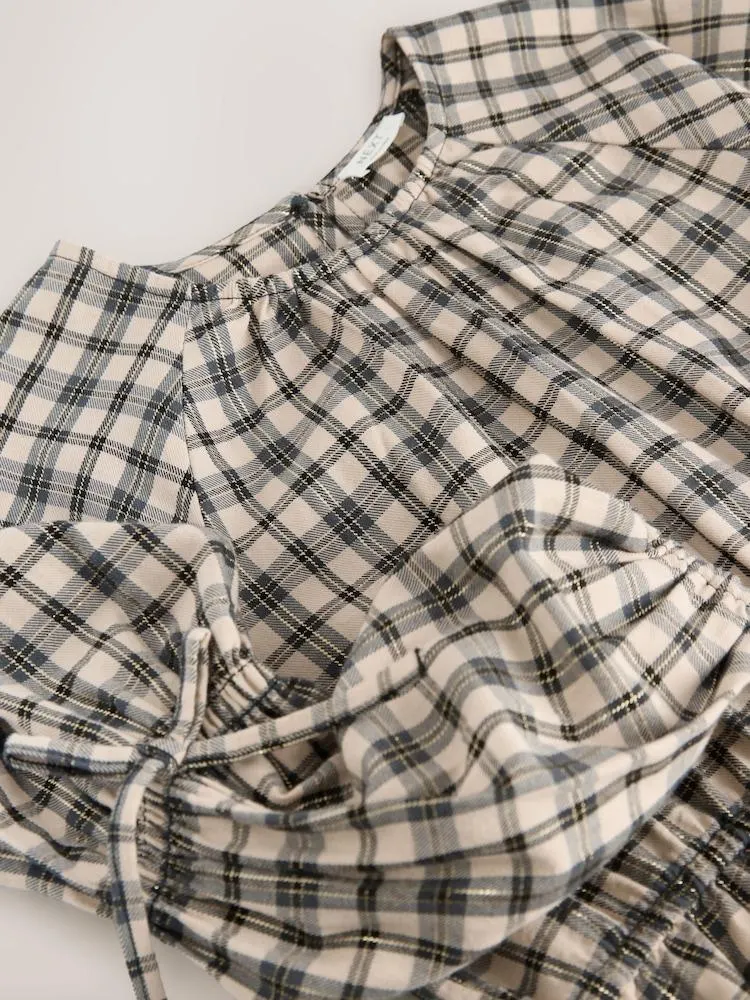 Neutrale Farbe - Kariertes Kleid (3–16 J.)