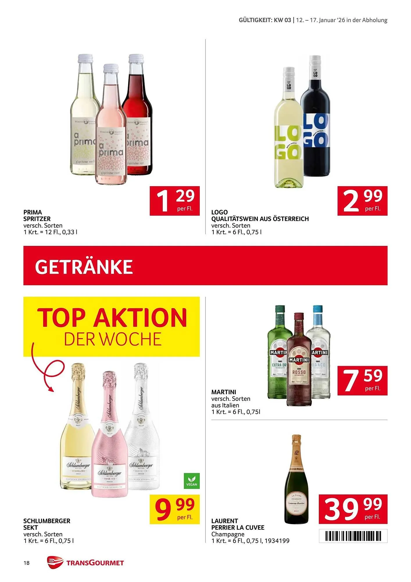 Transgourmet Flugblatt von 12. Jänner bis 17. Jänner 2026 - Flugblätt seite 18
