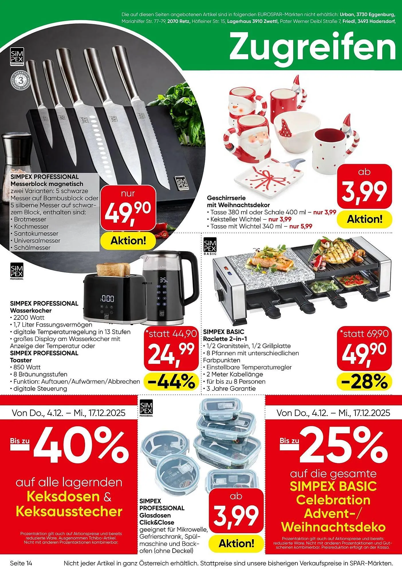 Eurospar Flugblatt von 4. Dezember bis 17. Dezember 2025 - Flugblätt seite  14