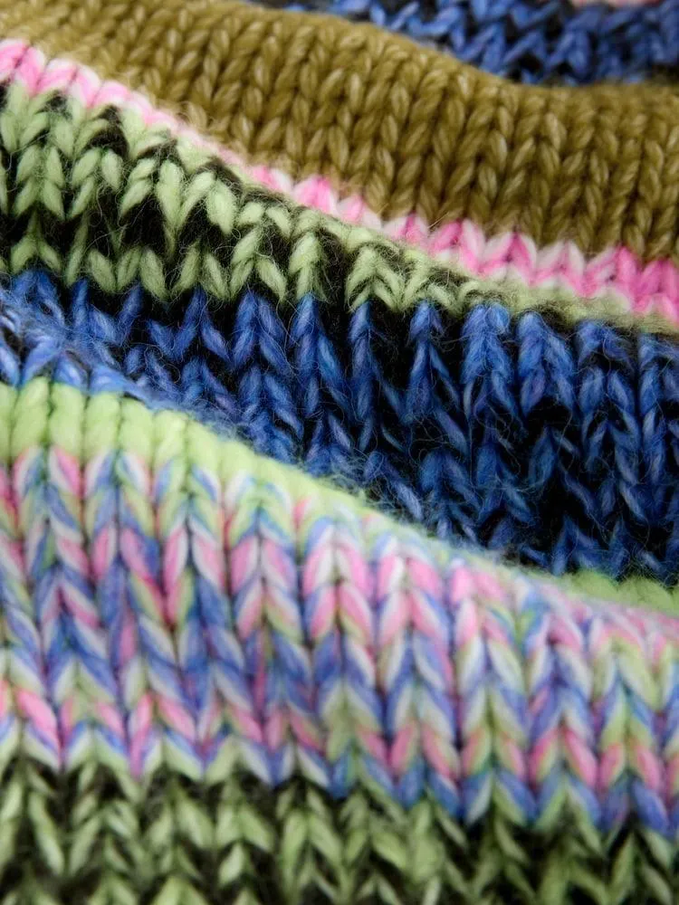 Mehrfarbig blau/grün mit Streifen - Grobstrickjacke mit weichem Griff