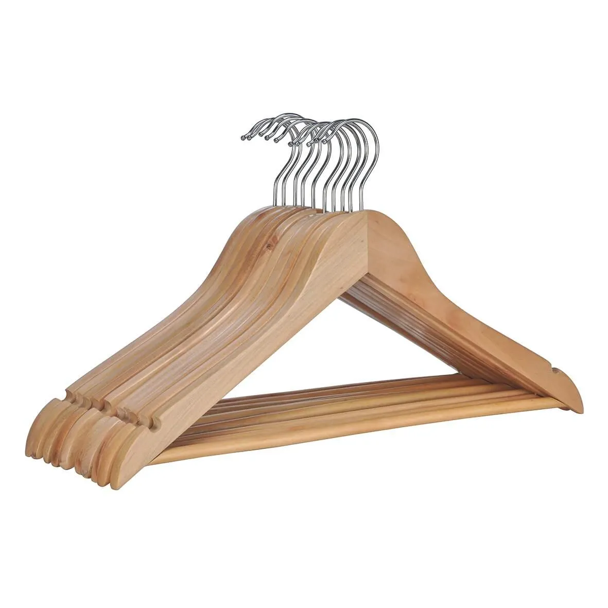 Konfektionsbügel Holz 10er mit Steg