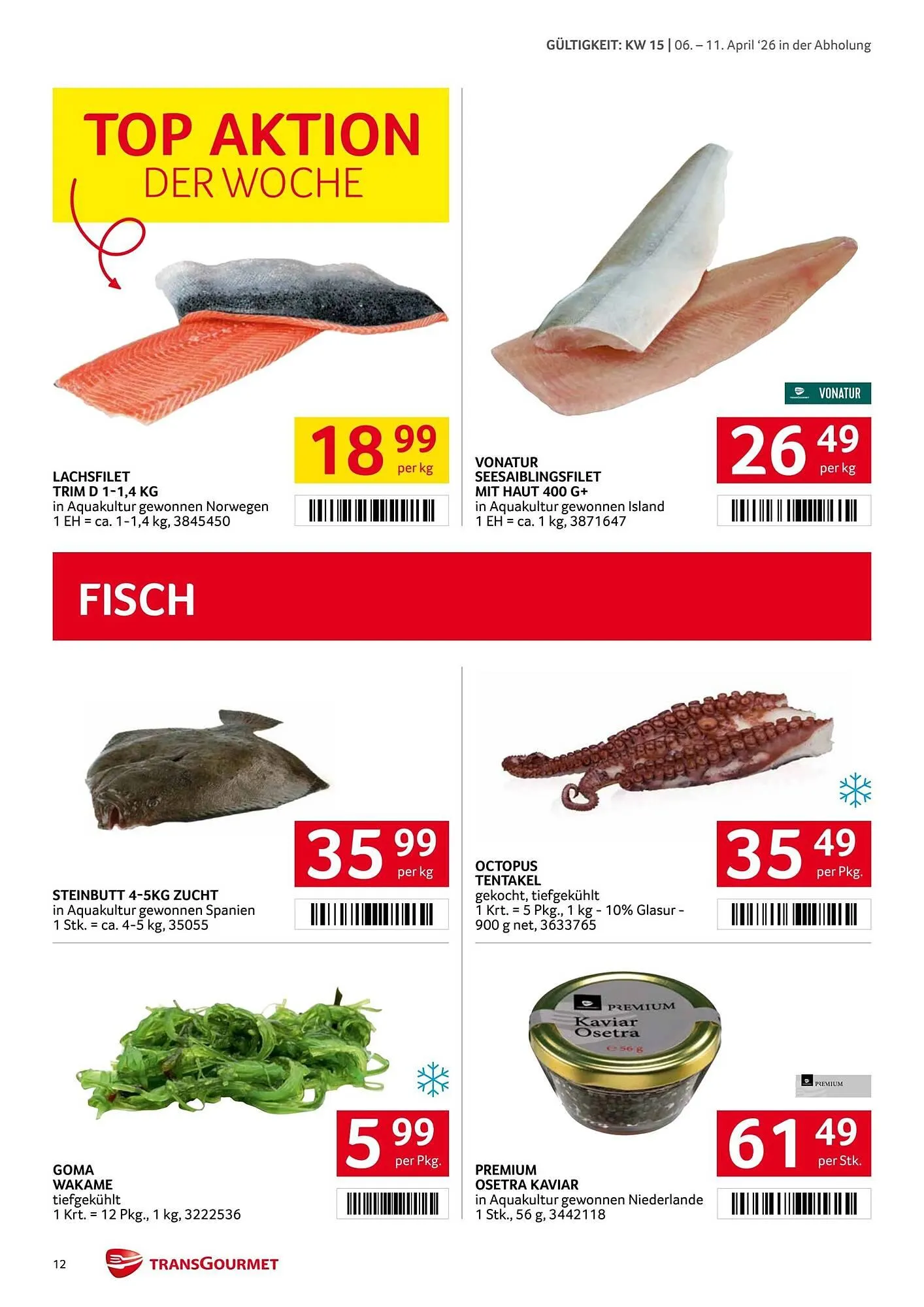 Transgourmet Flugblatt von 6. April bis 11. April 2026 - Flugblätt seite  12