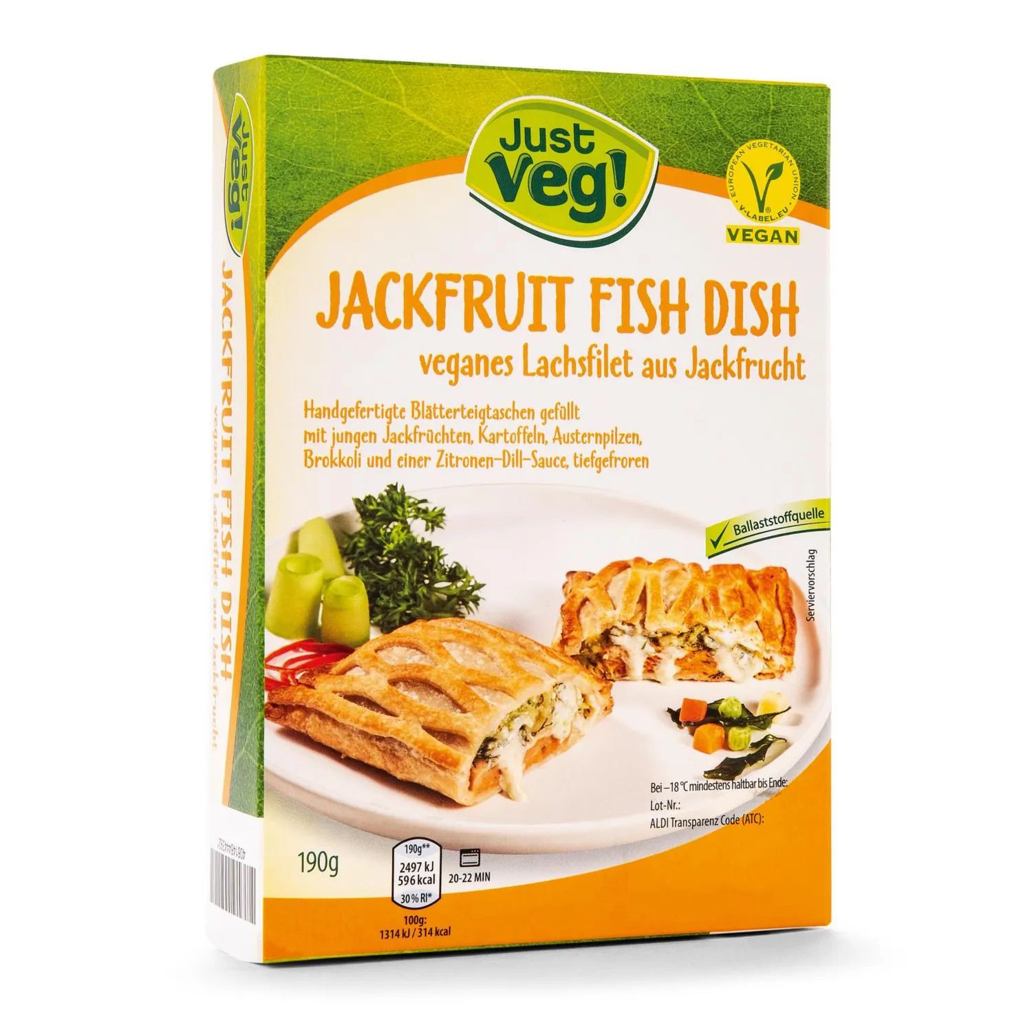 JUST VEG! Jackfruit Fish Dish, Lachs Zitrone-Dill
