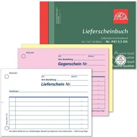 Lieferscheinbuch A6 quer 3x50Blatt selbstdurchschreibend OMEGA 943 1/2OK