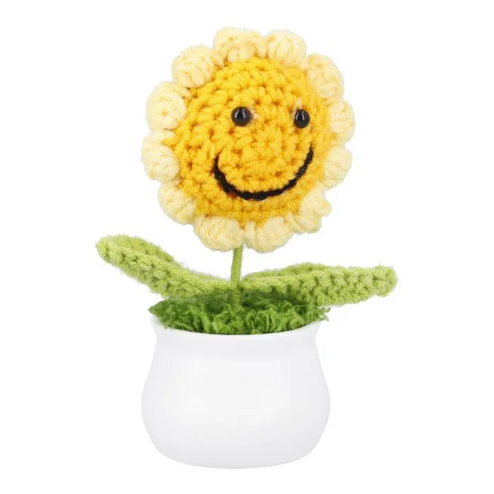 Häkelblume im Topf, Sonnenblume