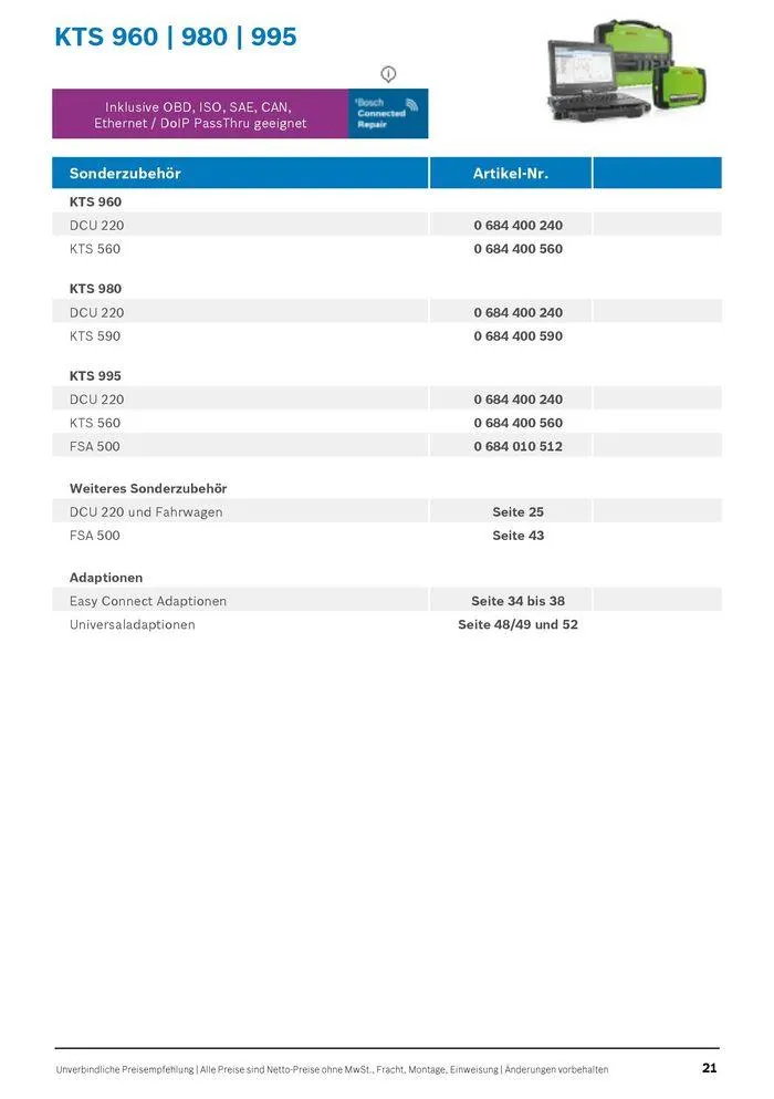 Werkstattausrüstung von Bosch von 21. Mai bis 31. Dezember 2024 - Flugblätt seite 21