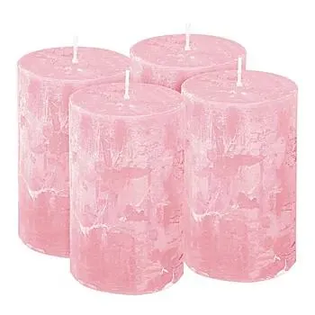 Rustikale Kerzen, altrosa, 8 x 6 cm, 4 Stück